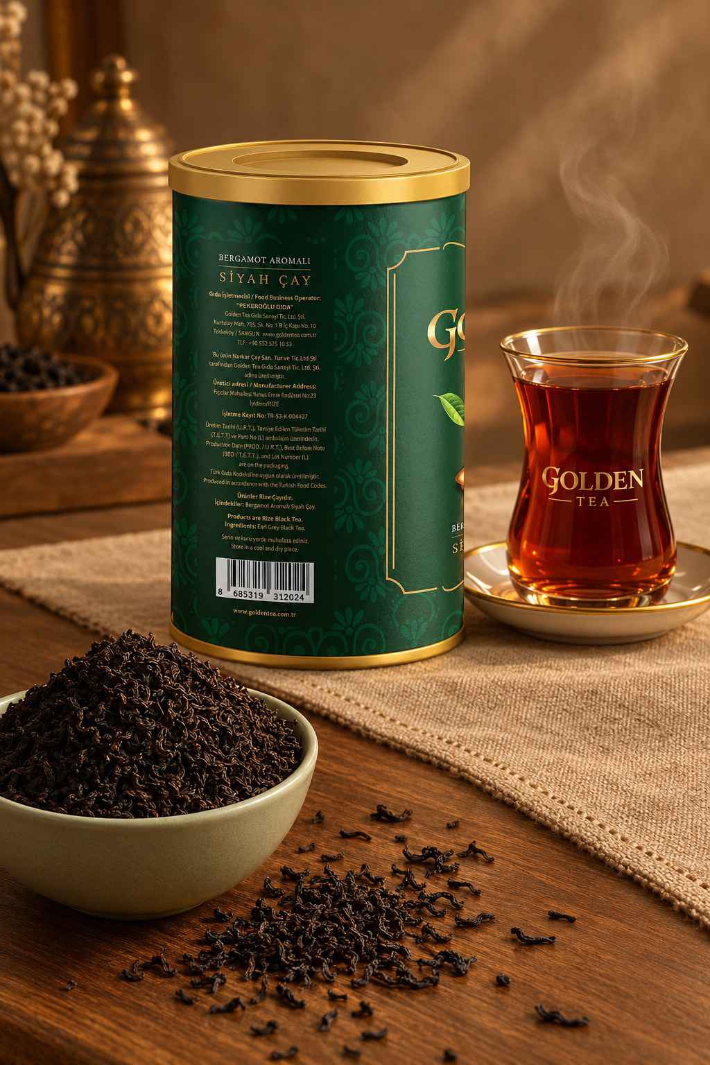 Golden Tea Bergamot Aromalı Siyah Çay - 200 Gr Golden Tea Bergamot Aromalı Siyah Çay 200 Gr Yeşil Silindir Kutu
